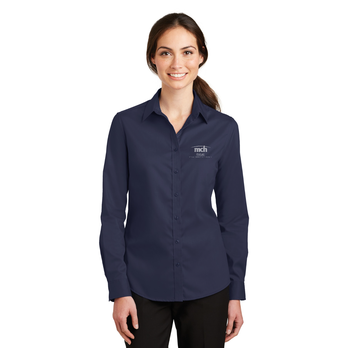 Port Authority Women's SuperPro Twill Shirt - ProCare — model