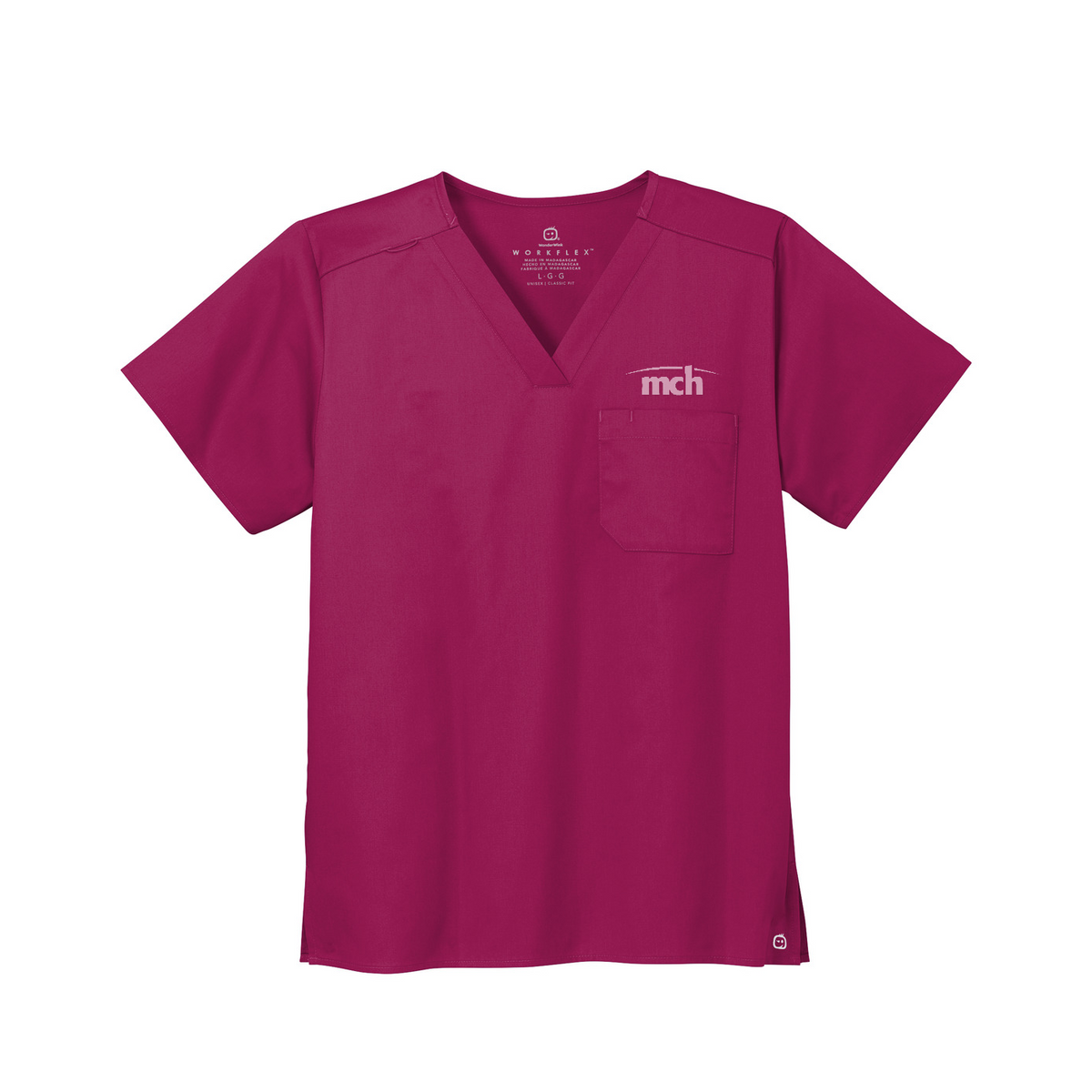 Wink Unisex WorkFlex Chest Pocket V-Neck Top — Wine