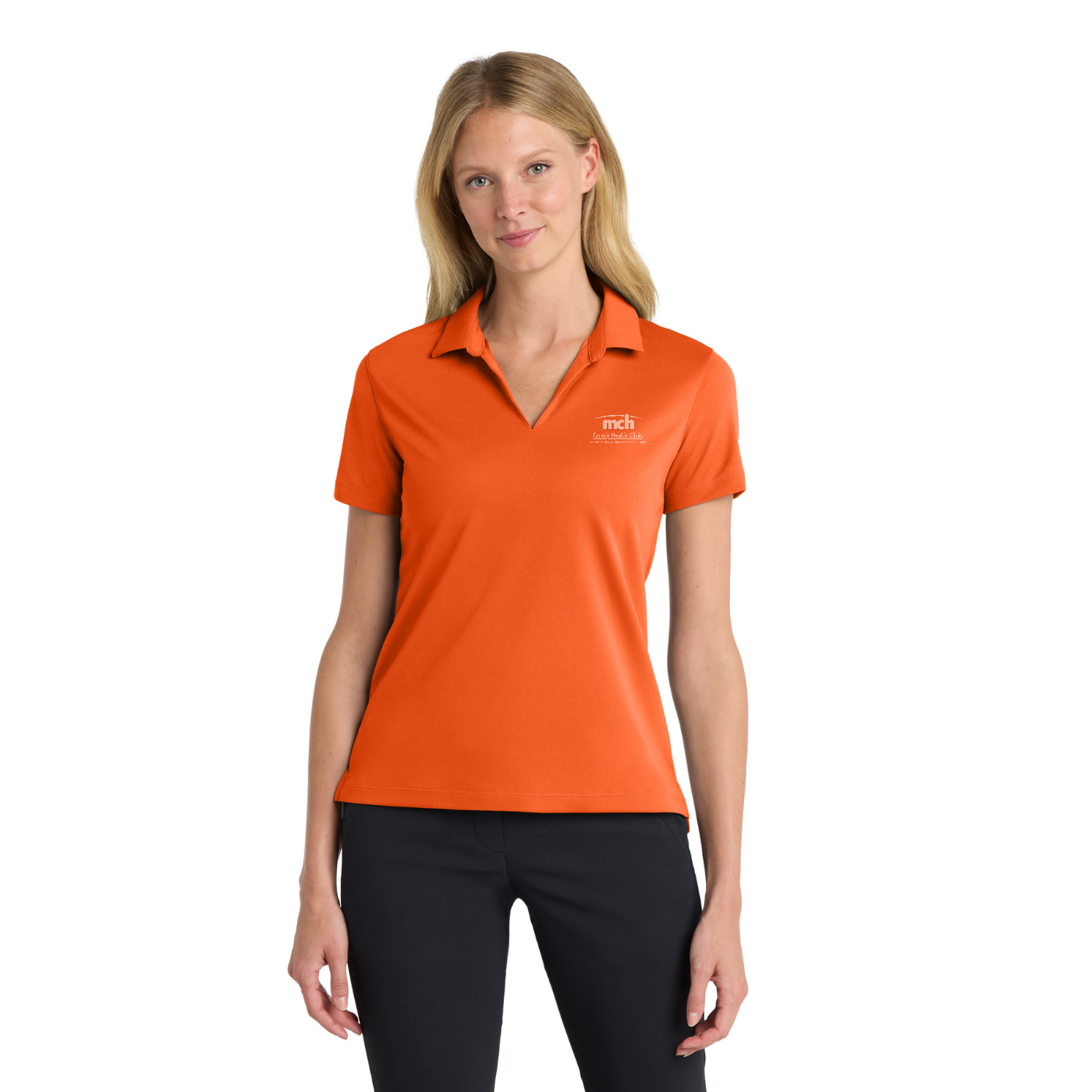 Nike Women's Dri-FIT Micro Pique 2.0 Polo - Family Health Clinic — model