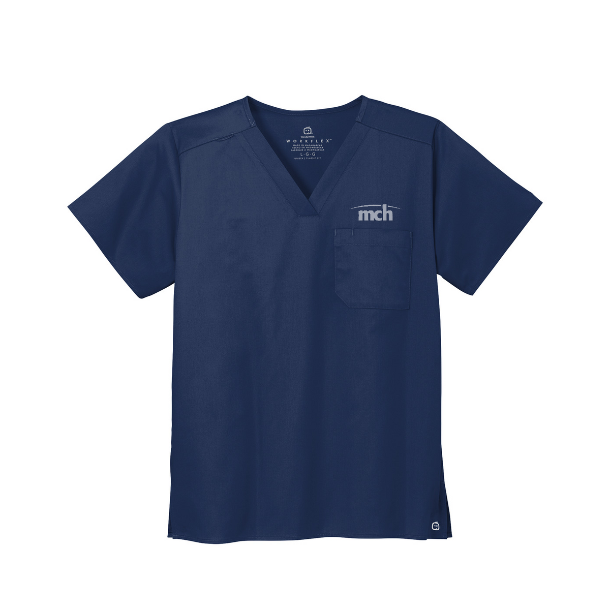 Wink Unisex WorkFlex Chest Pocket V-Neck Top — Navy