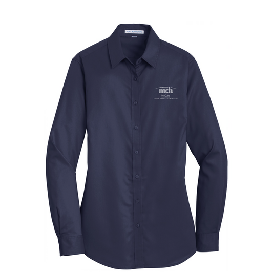 Port Authority Women's SuperPro Twill Shirt - ProCare — True Navy