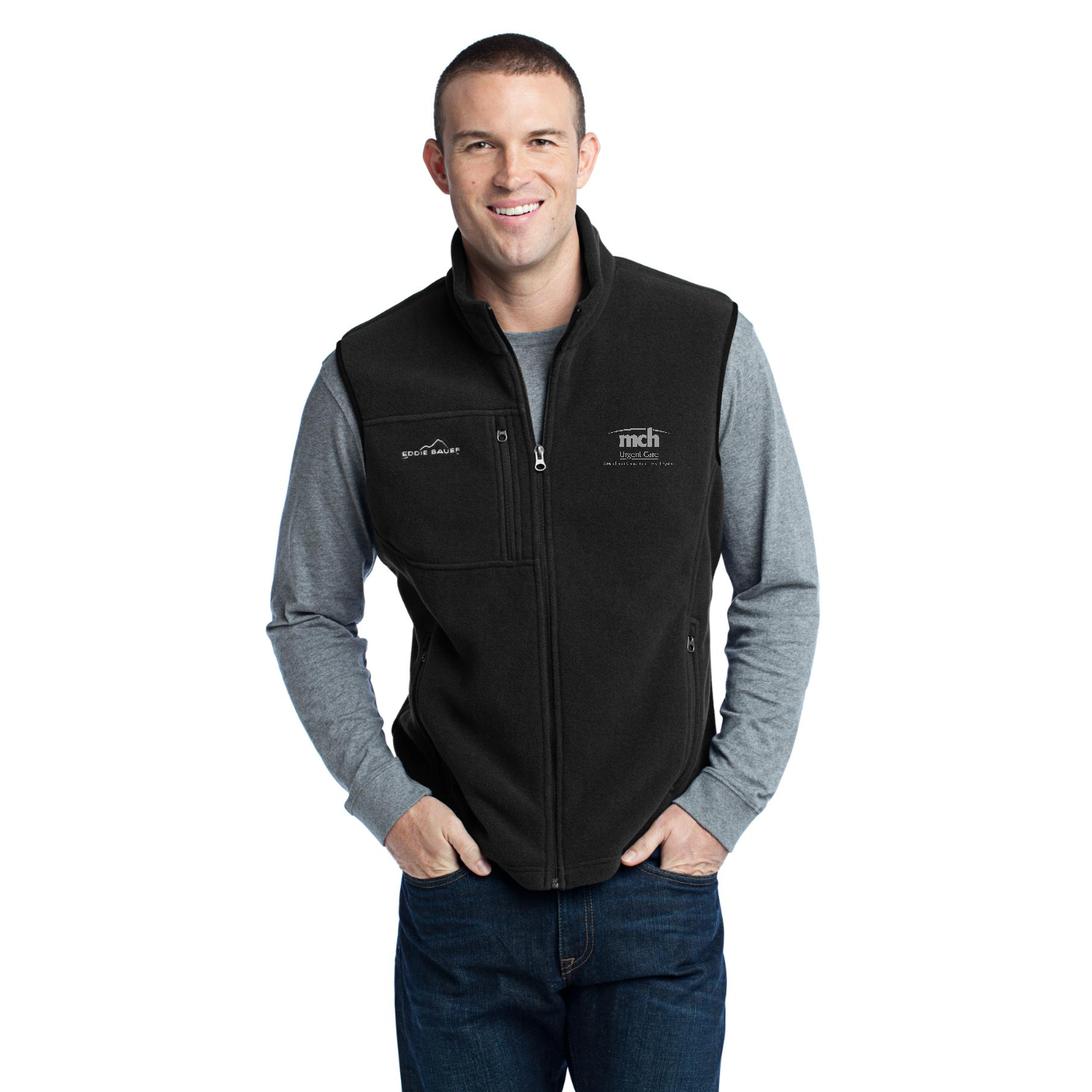 Eddie Bauer - Fleece Vest - Urgent Care — model