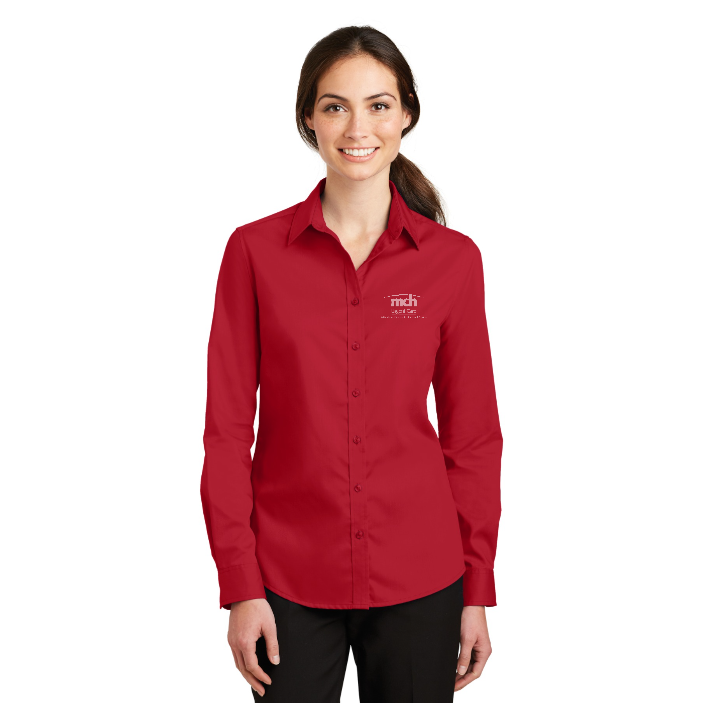 Port Authority Women's SuperPro Twill Shirt - Urgent Care — model
