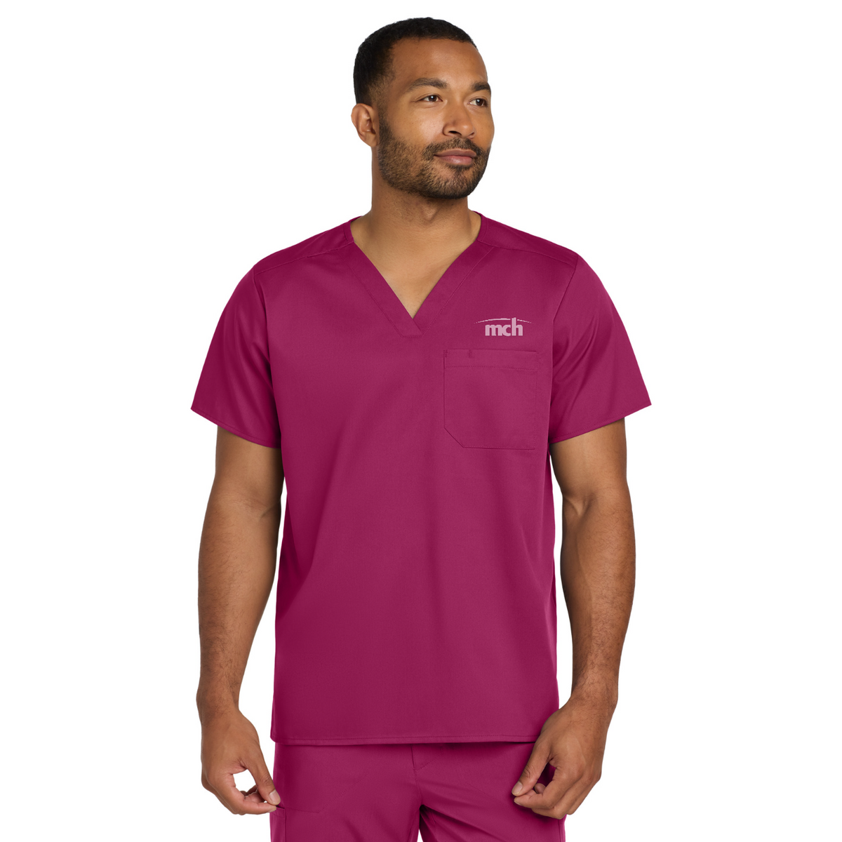Wink Unisex WorkFlex Chest Pocket V-Neck Top — model